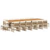 vidaXL 17-tlg. Garten-Essgruppe mit Kissen Beige Poly Rattan