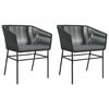 vidaXL Gartenst&uuml;hle 2 Stk. mit Kissen Schwarz Poly Rattan
