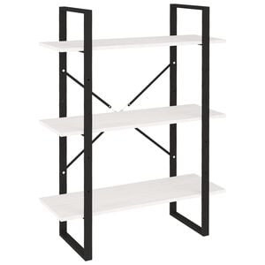 vidaXL B&uuml;cherregal 3 B&ouml;den Wei&szlig; 80x30x105 cm Massivholz Kiefer