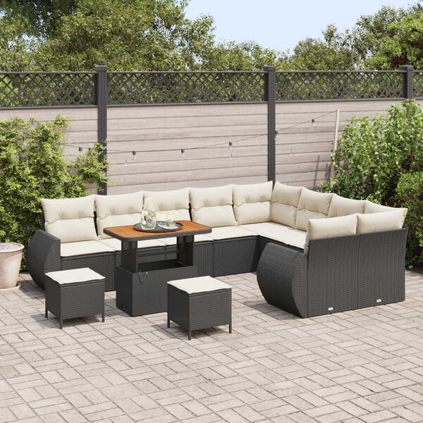 vidaXL Gartensofa-set 12 pcs Schwarz Poly-Rattan