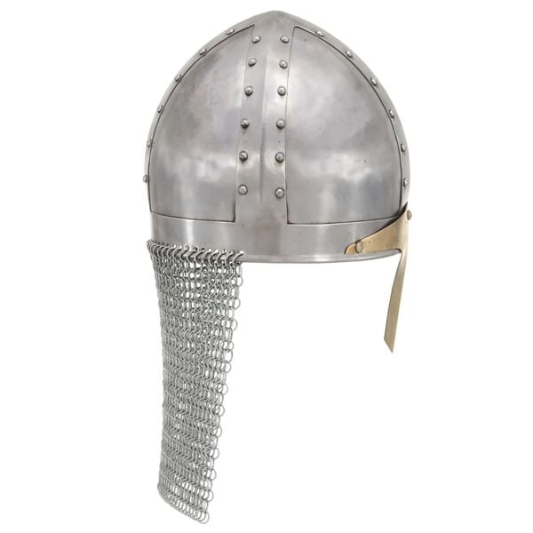 vidaXL Kreuzritter-Helm Antik Replik LARP Silbern Stahl
