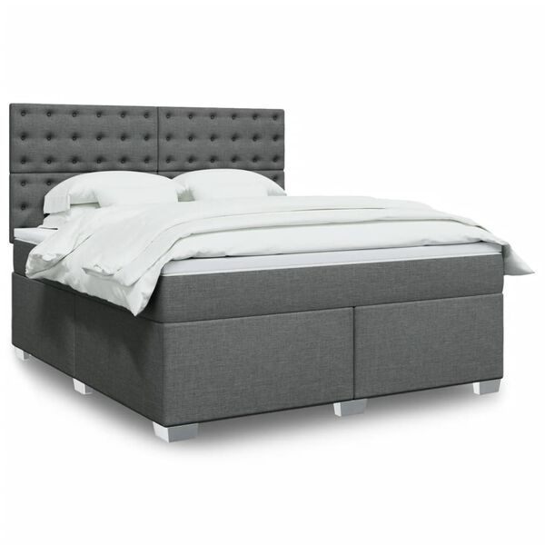 vidaXL Boxspringbett mit Matratze Dunkelgrau 180x200 cm Stoff