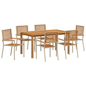 vidaXL Garten Essgruppe 7 pcs Beige Massivholz Akazie