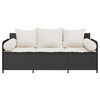 vidaXL Gartensofa mit Kissen 3-Sitzer Schwarz Poly Rattan