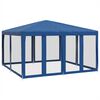 vidaXL Partyzelt mit 8 Mesh-Seitenteilen Blau 4x4 m HDPE