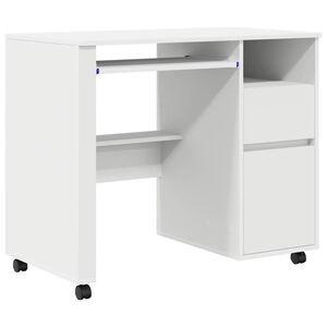 vidaXL Tisch mit R&auml;dern Wei&szlig; Holzwerkstoff 91 x 50 x 77 cm