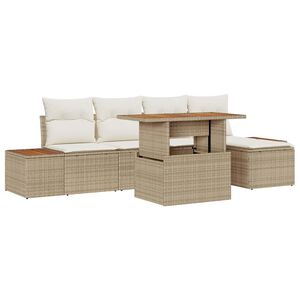 vidaXL Garten-Sofa-Set mit Speicher 6 pcs Beige Poly Rattan
