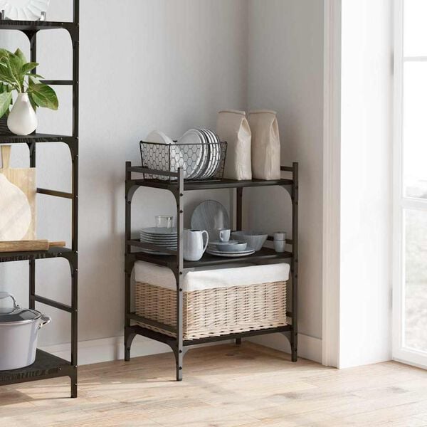 vidaXL K&uuml;chentrolley Schwarz Eichen-Optik 50 x 35 x 75,5 cm