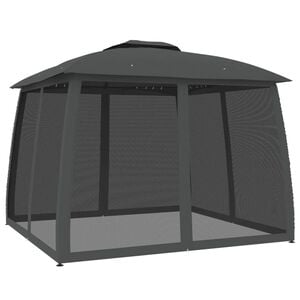 vidaXL Pavillon mit Doppeldach & Netzw&auml;nden Anthrazit 2,93x2,93m Stahl