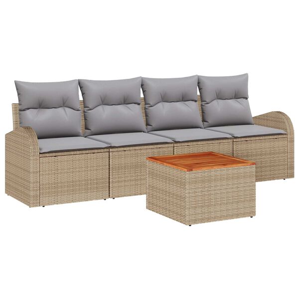 vidaXL Gartensofa-set 5 pcs Beige und Hellgrau Poly-Rattan