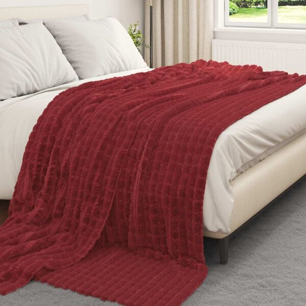 vidaXL &Uuml;berwurfdecke Bordeauxrot 240 x 220 cm Fleece