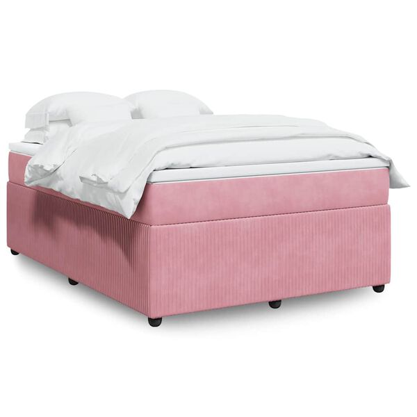 vidaXL Boxspringbett mit Matratze Rosa 160x200 cm Samt