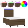 vidaXL Boxspringbett mit Matratze & LED Dunkelbraun 120x190 cm Stoff