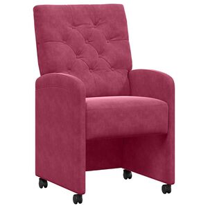 vidaXL Esszimmerst&uuml;hle mit Rollen 2 stk. Samt Weinrot 58 x 67 x 97 cm