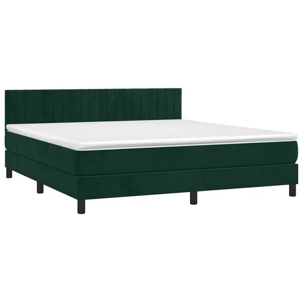 vidaXL Boxspringbett mit Matratze Dunkelgr&uuml;n 160x200 cm Samt
