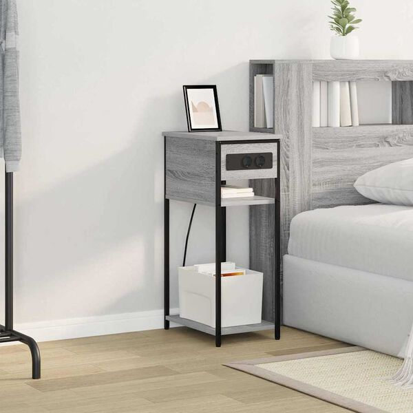 vidaXL Nachttisch Graues Sonoma 41 x 28 x 76 cm Holzwerkstoff