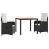 vidaXL Outdoortisch-Set 3 stk. Schwarz und Cremewei&szlig;