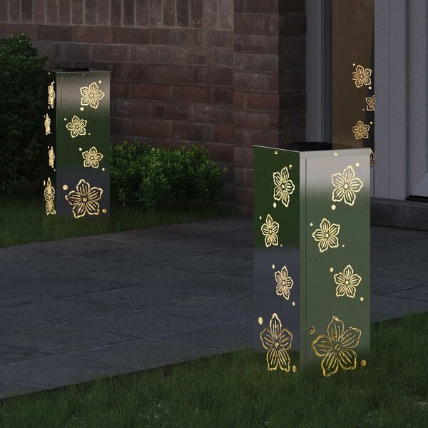 vidaXL Solar LED Weg Licht 2 pcs Edelstahl Edelstahl