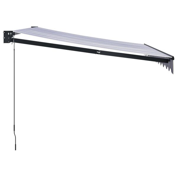 vidaXL Markise Einziehbar Blau und Wei&szlig; 3,5x2,5 m Stoff und Aluminium