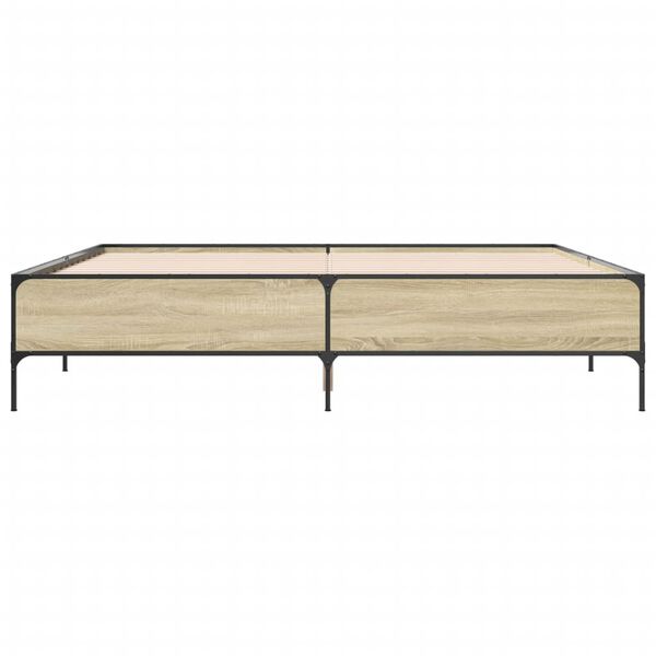 vidaXL Bettgestell Sonoma-Eiche 180x200 cm Holzwerkstoff und Metall