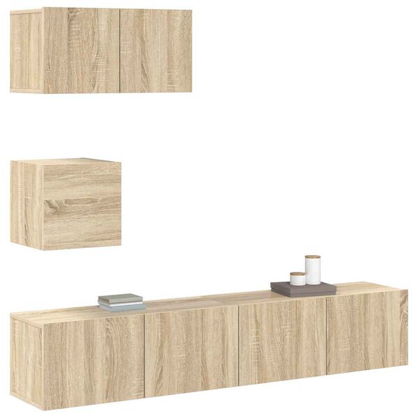 vidaXL 4-tlg. TV-Schrank-Set Sonoma-Eiche Holzwerkstoff