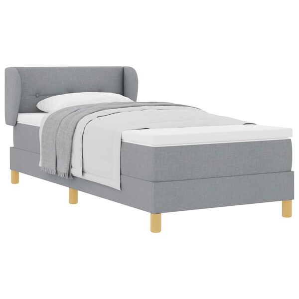 vidaXL Boxspringbett mit Matratze Hellgrau 90 x 190 cm Stoff