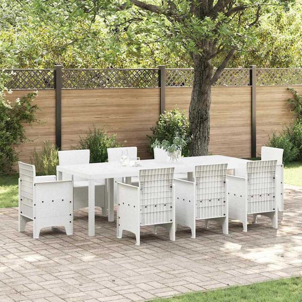 vidaXL Garten-Esstisch Weiß 250 x 100 x 73 cm Poly-Rattan