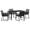 vidaXL Garten Essgruppe 5 pcs Schwarz Pulverbeschichteter Stahl