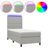 vidaXL Boxspringbett mit Matratze & LED Hellgrau 90x190 cm Stoff