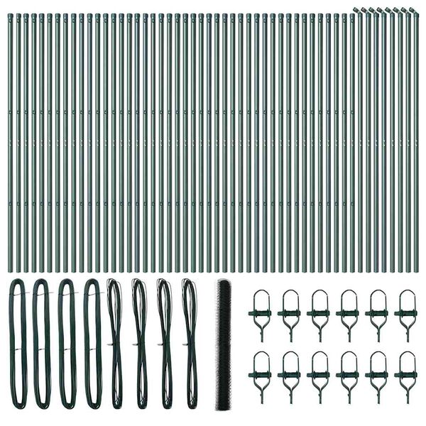 vidaXL Zaunpfosten Gr&uuml;n 100 x 1,5 m (36 mm Maschenweite) Stahl und PVC
