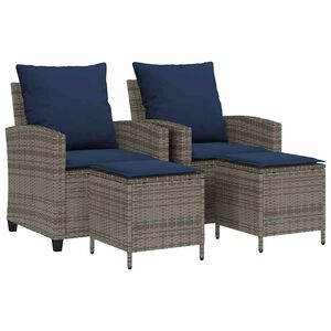 vidaXL 4-tlg. Garten-Sofagarnitur mit Kissen Grau Poly Rattan