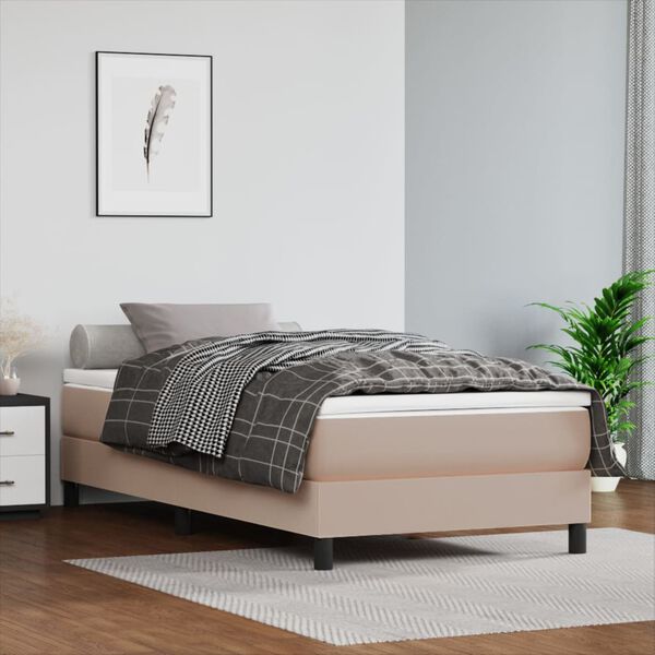 vidaXL Boxspringbett mit Matratze Cappuccino-Braun 90x190cm Kunstleder