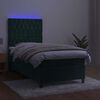 vidaXL Boxspringbett mit Matratze & LED Dunkelgr&uuml;n 90x190 cm Samt