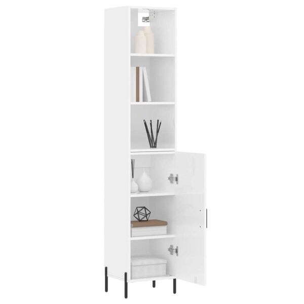 vidaXL Highboard Hochglanz-Wei&szlig; 34,5x34x180 cm Holzwerkstoff