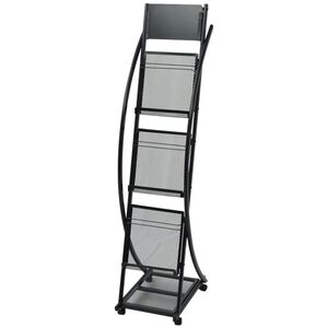 30098 vidaXL Zeitschriftenst&auml;nder 40 x 32 x 131 cm Schwarz A4