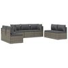 vidaXL 7-tlg. Garten-Lounge-Set mit Kissen Grau Poly Rattan