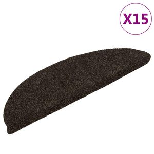 vidaXL Stufenmatten Selbstklebend 15 Stk. 56x17x3 cm Dunkelbraun Halbrund