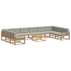vidaXL Outdoor-Sofagarnitur 11 stk. Wei&szlig; und Hellgrau