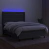 vidaXL Boxspringbett mit Matratze & LED Dunkelgrau 140x190 cm Stoff