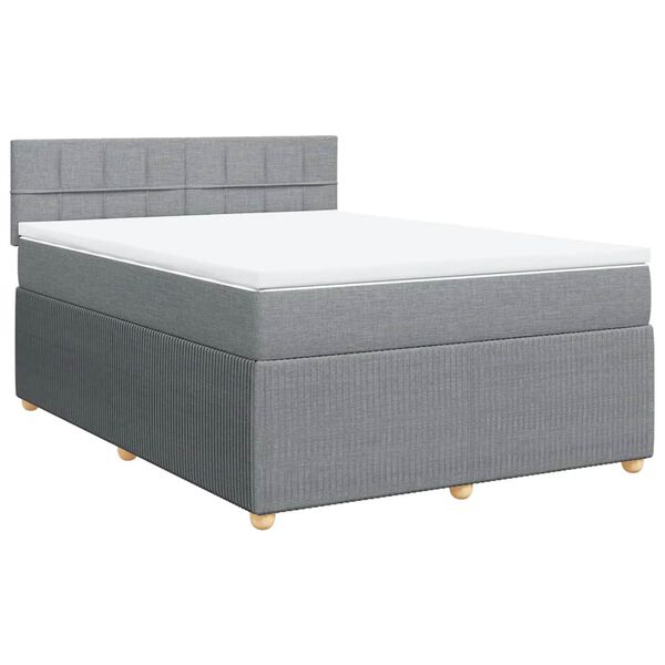 vidaXL Boxspringbett mit Matratze Hellgrau 140x200 cm Stoff