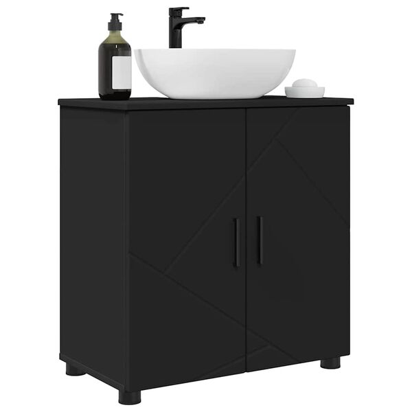 vidaXL Badezimmerschrank mit Speicher mit T&uuml;r Schwarz 61 x 35 x 64 cm