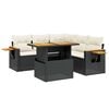 vidaXL 6-tlg. Garten-Sofagarnitur mit Kissen Schwarz Poly Rattan