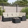 vidaXL Garten-Sofa-Set mit Kissen 6 pcs Schwarz und Weiß Poly Rattan