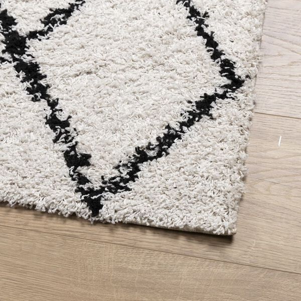 vidaXL Shaggy-Teppich PAMPLONA Hochflor Modern Creme Schwarz 120x170cm
