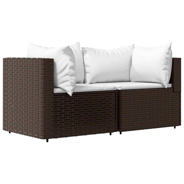 vidaXL 3-tlg. Garten-Lounge-Set mit Kissen Braun Poly Rattan