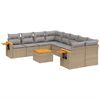 vidaXL 9-tlg. Garten-Sofagarnitur mit Kissen Beige Poly Rattan