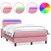 vidaXL Boxspringbett mit Matratze & LED Rosa 120x220 cm Samt