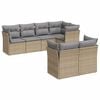 vidaXL 7-tlg. Garten-Sofagarnitur mit Kissen Beige Poly Rattan