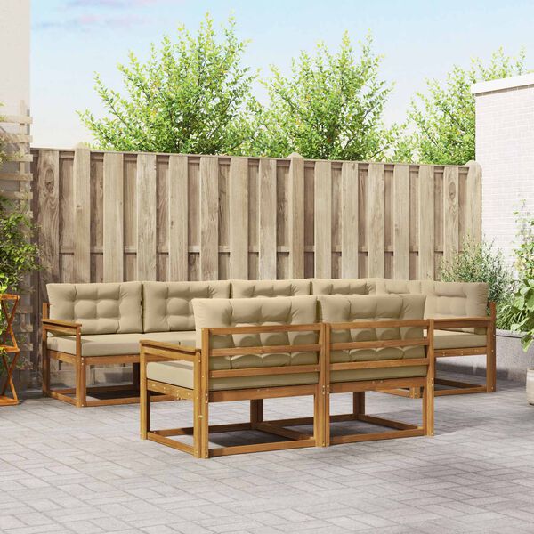 vidaXL Outdoor-Sofagarnitur mit Kissen 7 pcs Natur und Beige