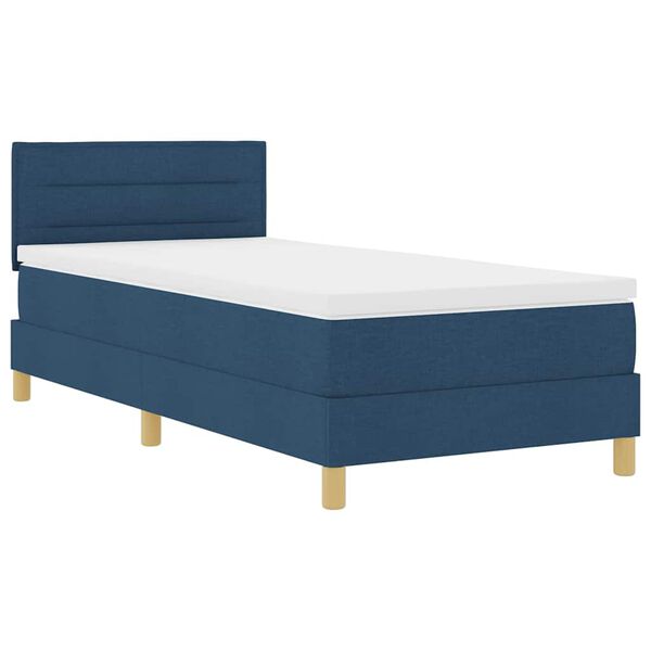 vidaXL Boxspringbett mit Matratze mit Kopfteil Blau 80 x 200 cm Stoff